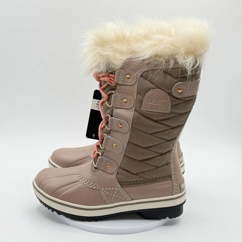 Sorel Tofino Ii Boots Size 5 Womens Omega Taupe/Pink Snow‎ Waterproof NEW
